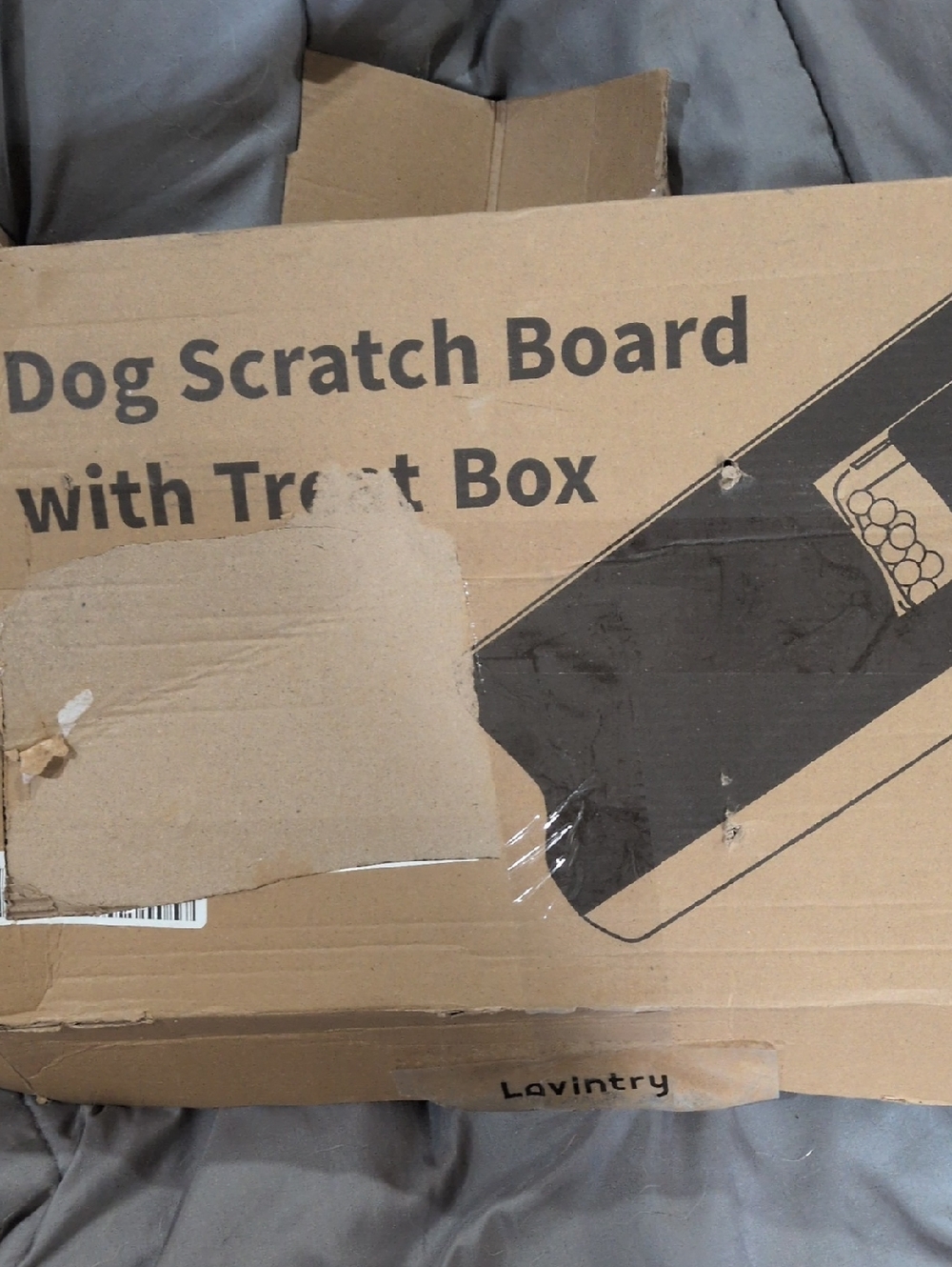 Dog Scratch Board with Treat Box - Brown